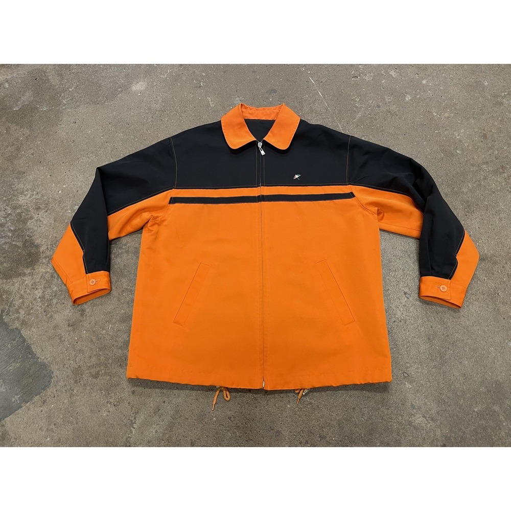 Vintage Arnold Palmer Sports 95 Jacket Mens 48 Orange Black Golf Windbreaker 90s
